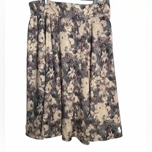 eShakti Gray Cream Floral Midi Skirt Women Plus Sz 20W